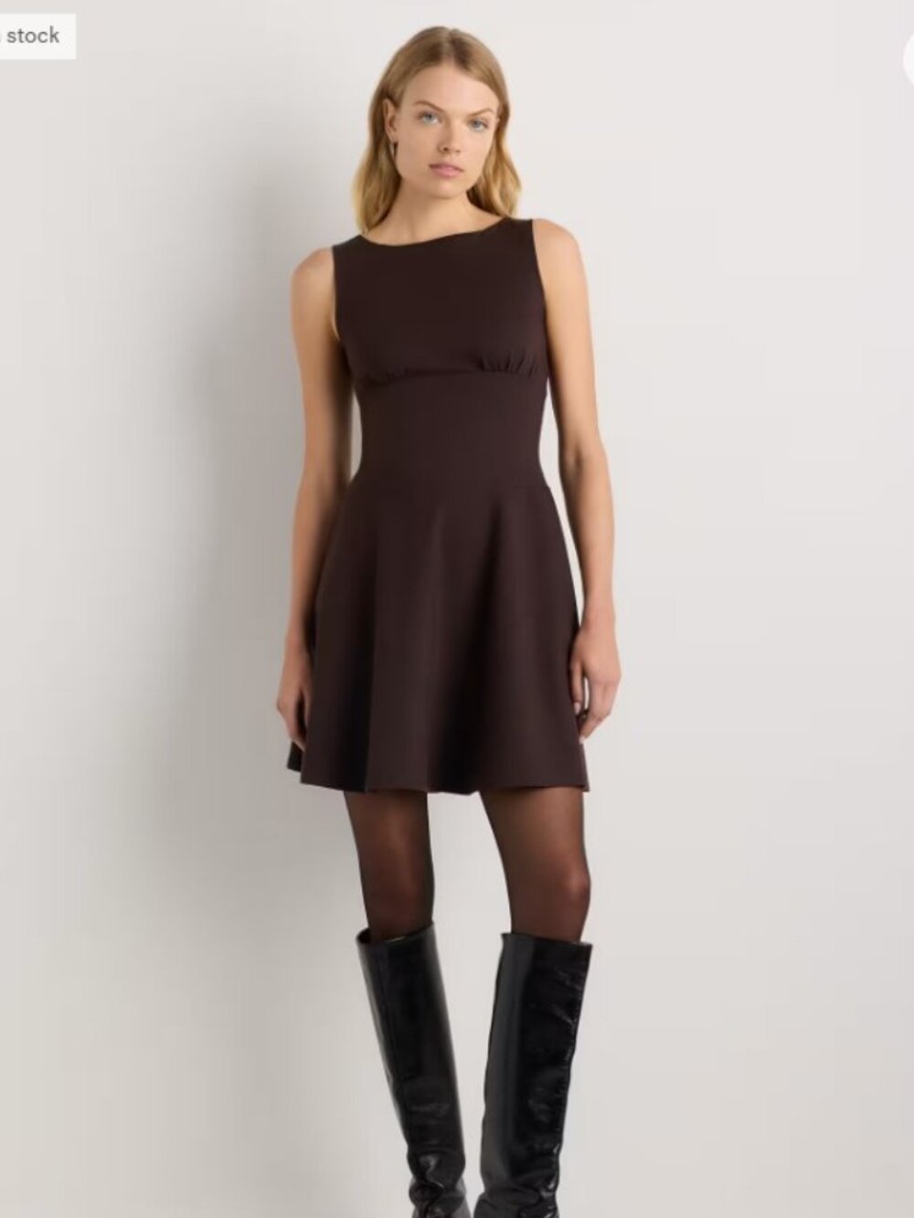 NWT Quince Organic Stretch Jersey Drop Waist Mini Dress Espresso S